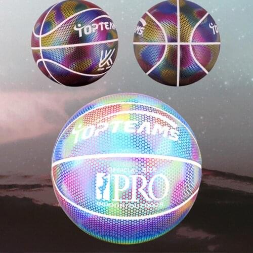 No. 7 Reflective Basketball Street Basketball Game Glowing Basketball Durable Leather Holographic Glowing Christmas Gifts