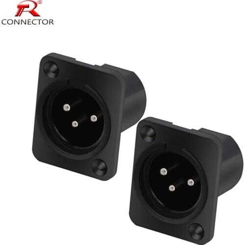 8pcs XLR connector male plug 3Pin Panel Mounted Chassis Square Shape MIC microphone audio connecting