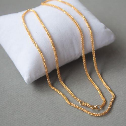 Pure 18K Yellow Gold 1.2mm Wheat Link Chain Necklace 45cm Length Au750 For Women Fashion Lagies