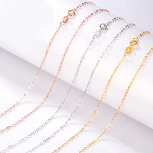 Solid 18K Gold Necklace Chain AU750 Gold O Link Chain Necklace 0.8mm W Chain