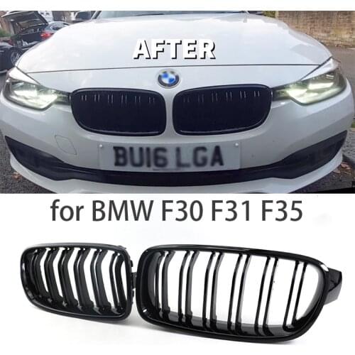 Black Front Bumper Dual Slat Front Kidney Grill Grille for BMW 3 series F30 F31 F35 2011-2019 High Quality Car Accessories