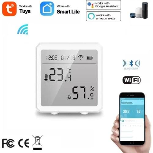 Tuya WIFI Temperature And Humidity Sensor Indoor Hygrometer Thermometer With LCD Display Support Alexa Google Assistant