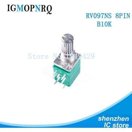 5PCS/LOT 8pin RV097NS dual potentiometer B10K with switch audio / power amplifier / sealing potentiometer