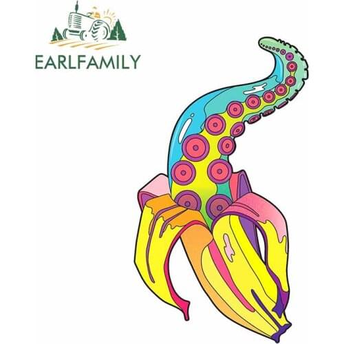 EARLFAMILY 13cm x 7.7cm for Colorful Banana Octopus Leg Ideas Waterproof Car Stickers Motorcycle Decal Personality Car Styling