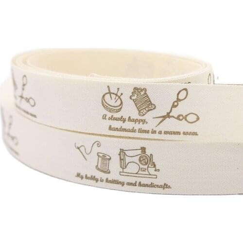 20MM Sew Series Cotton Webbing Handmade Decorative Label Printed Grosgrain Webbing Ribbons For DIY Scrapbooking Sewing Wrapping