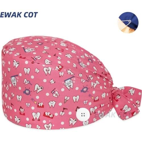 Anime Surgicals Cap Cotton Tooth Print Bouffant Nursing Caps Dental Beauty Salon Lab Pet Shop Working Scrub Hat Doctor Work Hats