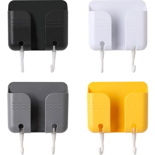 Sticky Wall Mount Phone Charging Bracket Hooks Remote Control Storage Rack Mounted Mobile Phone Charging Organizer