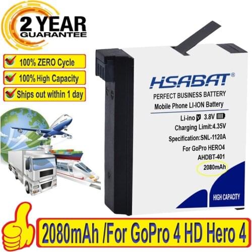 Top Brand 100% New 2080mAh Battery for Go Pro AHDBT-401 AHDBT401 Li-ion Digital Camera Battery For GoPro 4 HD Hero 4 Hero4
