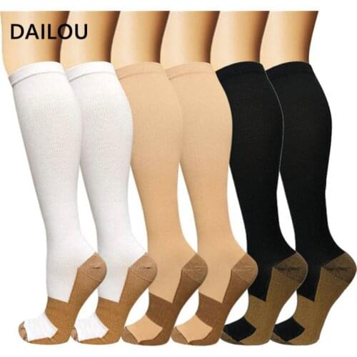 Copper Fiber Compression Socks Men Women Outdoor Sports Fashion Simple In Tube Socks Happy Funny Trend Nylon Compression Socks