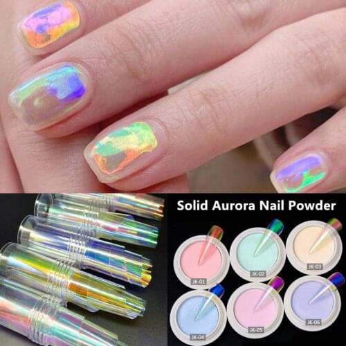 New Aurora Solid Nail Powders Dust Chameleon Transparent Nail Art Chrome Pigment Powder Ice Cube Cellophane Paper DIY Decoration