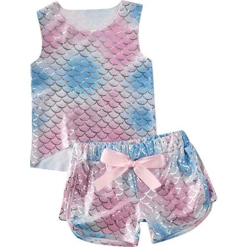 0-4Y Summer Infant Baby Girls Clothes Sets Print Sleeveless Vest Tops+Shorts 2pcs Clothes Outfits