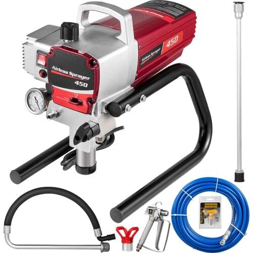 VEVOR 1500w 1800W High Pressure Airless Wall Paint Spray Gun Sprayer Spraying Machine with 15M High Pressure Pipe for Industry