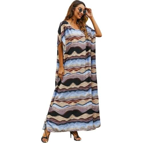 Muslim Ladies Classic EasingDress Middle East Turkish Style Floral Leisure Short Sleeve Dress 2021 Spring/summer New Dubai Abaya