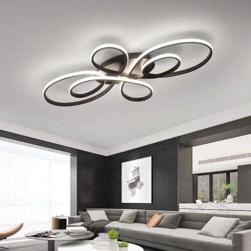 New Hot RC White/Coffee Finish Modern Led Chandelier For Living Room Bedroom Study Room Dimmable Ceiling Chandelier Fixtures