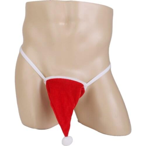 Christmas Santa Hat Sexy Mens Underwear G-String T-Back Funny Gag Gift