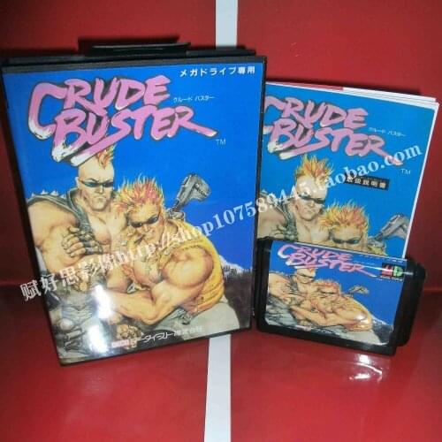 Sega MD game - Crude Buster with Box and Manual for 16 bit Sega MD game Cartridge Megadrive Genesis system