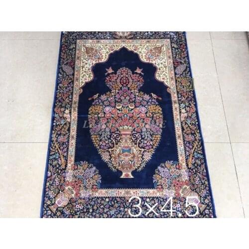 Free shipping 3'X4.5' 230 Line Handmade Silk Oriental Persian Rug hand Knotted silk carpet for home decoration