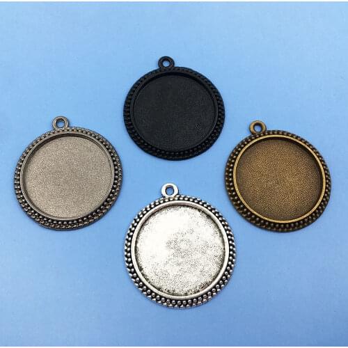 Mixed 20pcs 4 Styles 25mm Blank Bezel Pendant Trays Base Cabochon Settings Trays Pendant Blanks for Jewelry Making DIY Findings