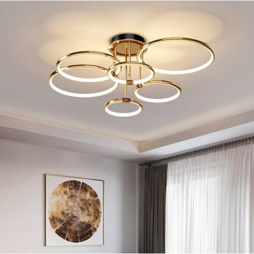 Modern Minimalist Chandelier for Living Room Bedroom LOFT Creative Circle Art Hanging Lamp Round LED Chandelier Lighting Fixture