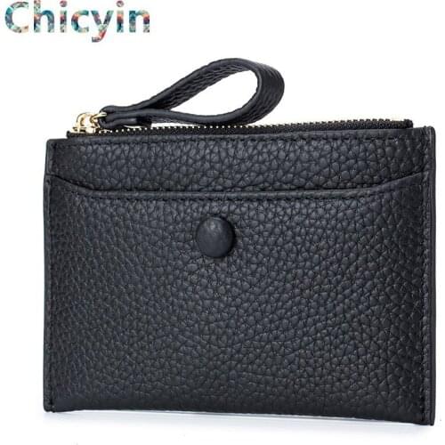 Ultra Thin Coin Purse Cow Leather Small Purse Mini Coin ID Card Drivers License Leather Case Female Card Bag