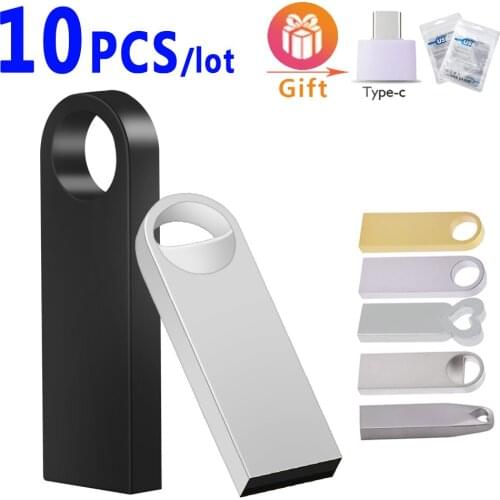 10PCS Free Custom LOGO USB Flash Drive 4GB 8GB 2.0 High Speed Pen Drive 16GB 32GB 64GB 128GB Pendrive metal usb sticks with key