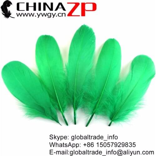 Leading Supplier CHINAZP Factory 200 pcs/lot Size 10-20cm Beautiful Dyed Kelly Green Soft Goose Nageoires Feathers