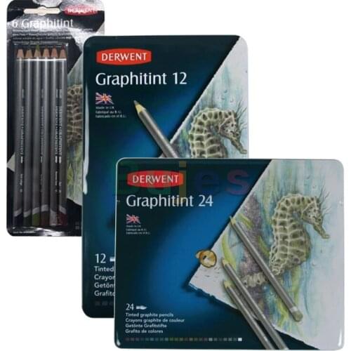 6 12 24 color Derwent Graphitint Water-soluble color lead refill diameter 4mm Suitable landscape paintings,animals portraits