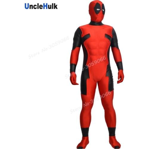 High Quality Deadpool Spandex Zentai Bodysuit - with Silk Floss Muscle and Rubber Lenses | UncleHulk