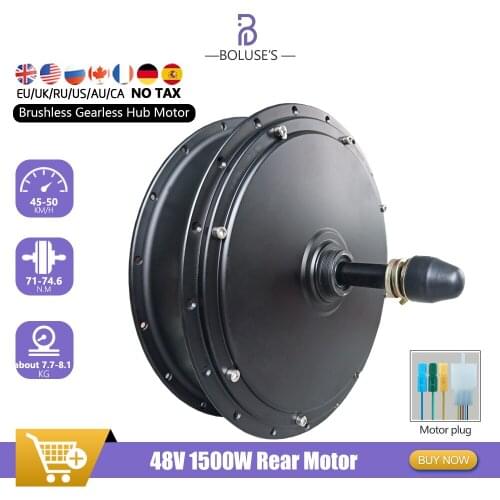 Snow Ebike 20 26in 4.0 Tyre 48V 1500W Rear Brushless Gearless Cassette/ Rotate Hub Motor For Electric Fat Bike Conversion kit