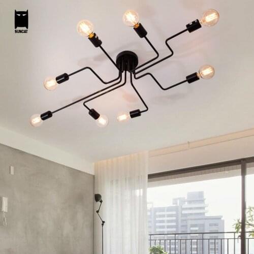 Iron Tube Black White Ceiling Light Fixture Modern Retro Industrial Loft Vintage Hanging Lamp Plafon Lustre Luminaria Bedroom