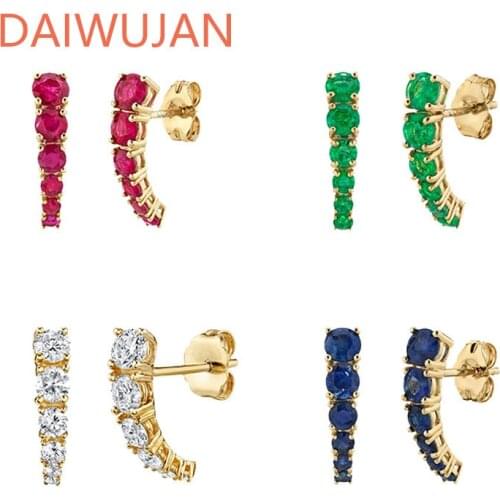 2021 Trendy 925 Sterling Silver Stud Earrings For Women Girl Colorful White Green Zircon Piercing Jewelry Pendiente Brincos