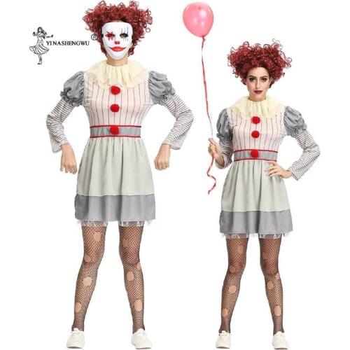 Clown Uniform Fancy Dress Cosplay Costume Halloween Costume Women Adult Men Clown Outfit Suit Circus Clown Naughty Harlequin