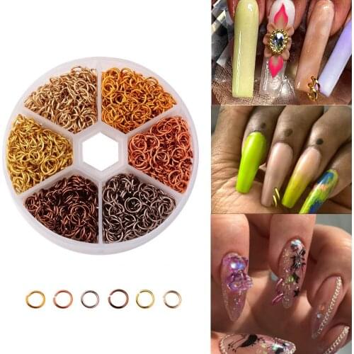 1000pc+ Nail Art Charms Pierced Arylictips Punk Charms Piercing Dangle style 5-6mm Loops Tools Piercing Jewelry Connect Hoop