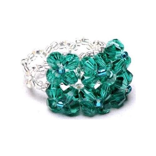 10pcs/lot Free Shipping Fashion Jewelry Handmade Crystal Bead Finger Ring Flowers Shaped Assorted Colors Cheap cute Lovely Ring