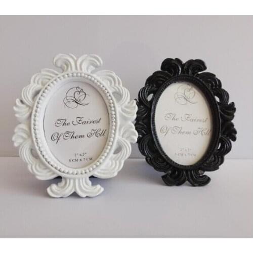 100pcs legant Elliptical White Baroque European Resin Place Card Holder Wedding Party Gift Favor Photo Frame favor Black White