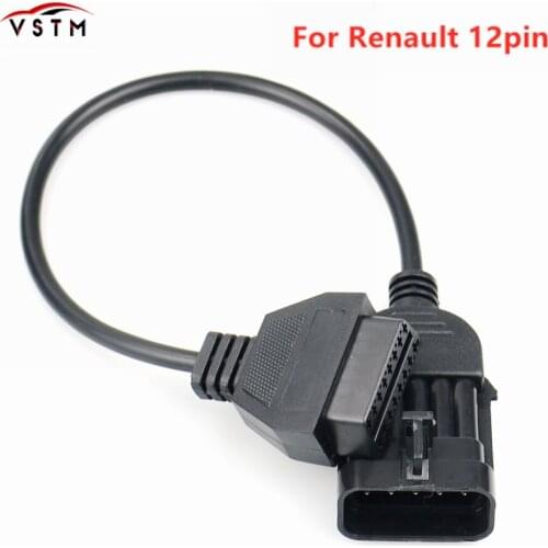 For RE-NAULT 12 Pin 12Pin Male to OBD OBD2 OBDII DLC 16 Pin 16Pin Female For re-nault 12pin cable female Connector Adapter OBD