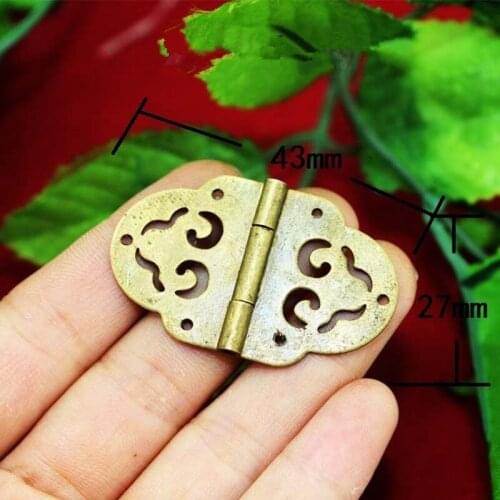 Brass Flower Hinge Decor Door Hinges Wooden Gift Jewelry Box Hinge Fittings for Furniture Hardware+Screws,27*43mm,2Pcs