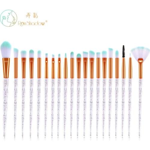 20Pcs Diamond Makeup Brushes Set White Gold For Eye Shadow Powder Foundation Lip Professional Cosmetic Beauty Make Up Brush