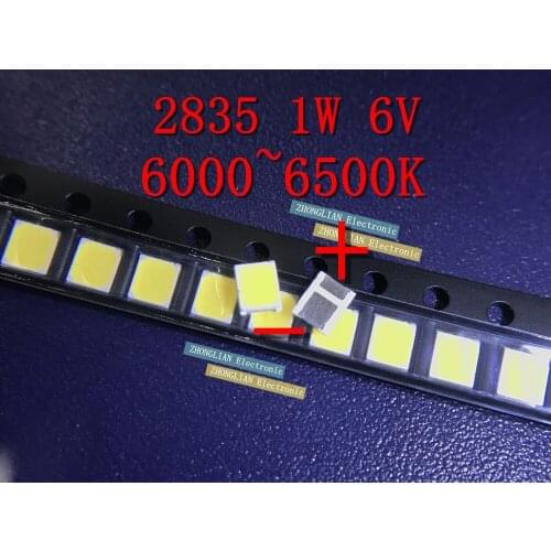 200PCS/Lot 2835 6V high brightness white 1W lamp beads 3528 6000-6500K Shenzhen spot