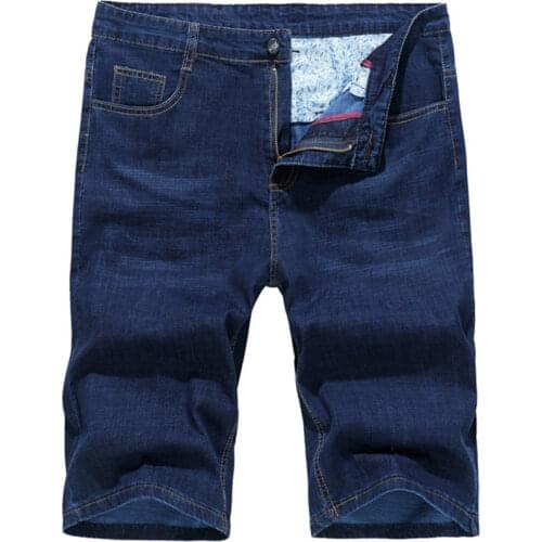 2021 Summer Fashion New Mens Casual Boutique Pure Cotton Washed Denim Shorts / Male Slim Straight Knee Length Short Jeans