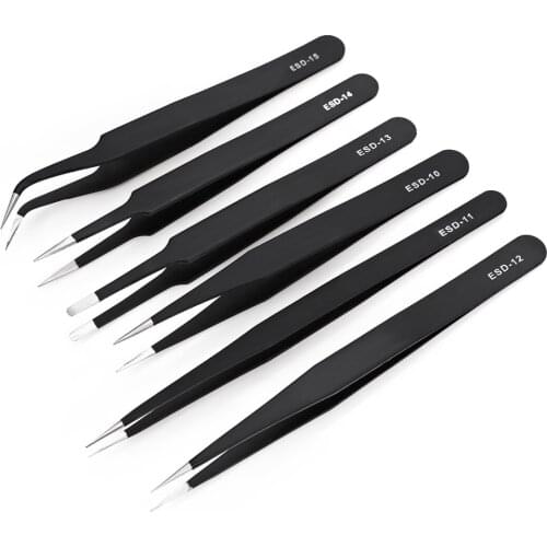 6 in 1 Stainless Steel Anti Static Tweezers Set for Phone Tablet Tab Repair Tool Kit
