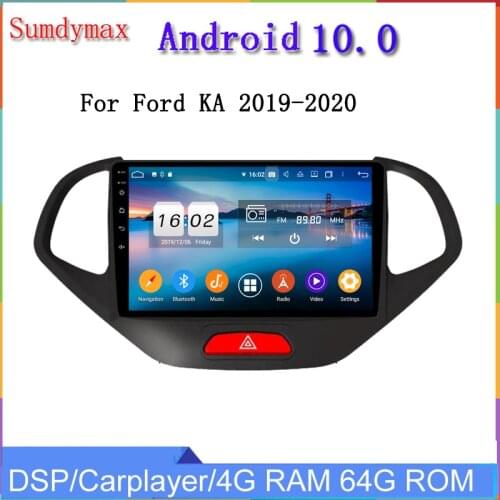 9" touch screen android 10 car dvd player for ford KA 2018 2019 2020 car audio stereo gps glonass 8core 4G+64G dsp