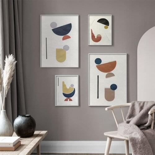 Abstract Gold Blue Canvas Painting Poster and Print Geometric Color Block Minimalist Wall Art Picture for Living Room Home Decor