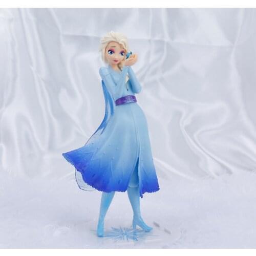 Anime Frozen Elsa PVC Solid Figure Hand Supporting Lizard with Base Princess Cake Decoration Childrens Toy