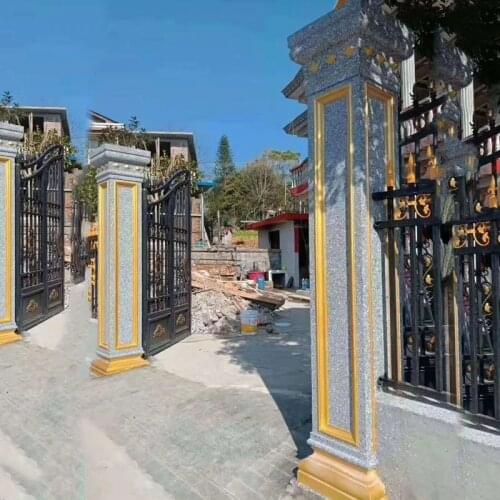 35cm/13.78in GRC GRG Multi Pattern Square Concrete Gypsum Roman Pillar Form Work Mold with Star &Leaves Crowns and Slots Body