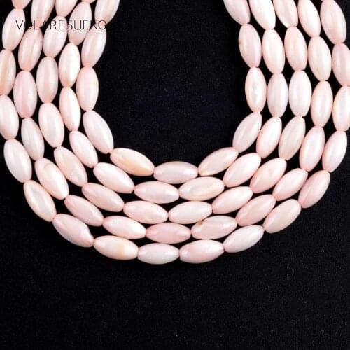 Natural Stone 5*10mm Shell Beads Light Pink Rice Shape Beads For Jewelry Making Spacer Loose Beads Diy Bracelet Jewellery 15"