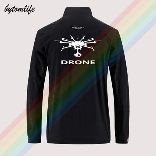 DJI Pilota Drone Slim Sport Jacket Mens Street Windbreaker Zipper Thin Jacket Mens Casual Back Printing Jacket Asian Size