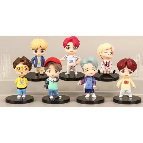 7PCS/set Bangtan Boy Groups Model Toys KPOP Star Group A.R.M.Y Action Figures Toy PVC Puppet Gift for Girls Kid Gift Dolls