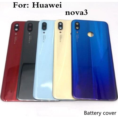 For Huawei Nova 3 Battery Cover Back Glass Rear Battery Cover Door Housing For Huawei Nova 3 With lens Battery Cover Replace