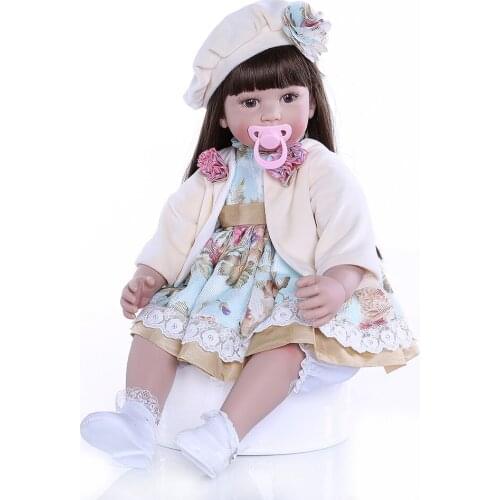Bebe doll 24 Inch Reborn Baby Dolls Silicone Toddler Princess Cloth Body Fashion Reborn For Kids Childrens Day XMAS Gifts